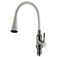 74199-3 Смеситель Кухня LEDEME d35 с силиконовым изливом НЕРЖАВЕЙКА (белый/нерж)