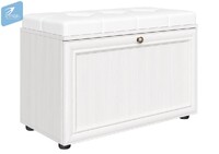 Оскар 7А Тумба для обуви Дуб Крафт белый (Ясень Анкор светлый) Кожзам Белый OSTIN White (3 места) ЭФ523