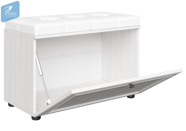 Оскар 7А Тумба для обуви Дуб Крафт белый (Ясень Анкор светлый) Кожзам Белый OSTIN White (3 места) ЭФ523