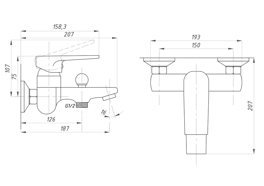 Смеситель для ванны с душем ПРОФСАН ПСМ-400-1 тип См-ВОРНШлА