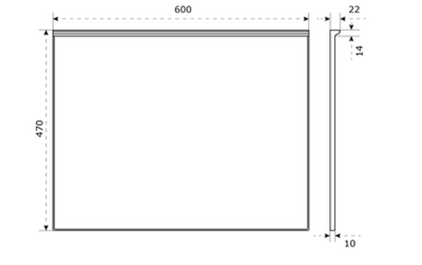 Столешница матовая 600*470*10 Белая BAS