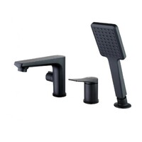 LM3745BL Bronx Смеситель для ванны встраиваемый, на 3 отверстия, с аксессуарами, черная LEMARK