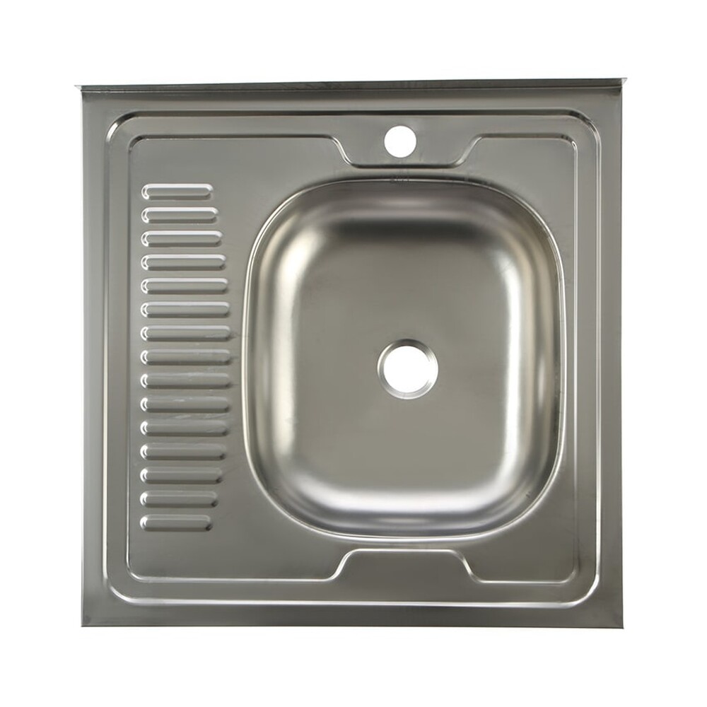 Мойка нерж накладная 60*60 т.0,4 правая (без сифона) Santrek AQUA