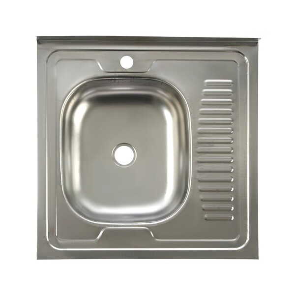 Мойка нерж накладная 60*60 т.0,4 левая (без сифона) Santrek AQUA