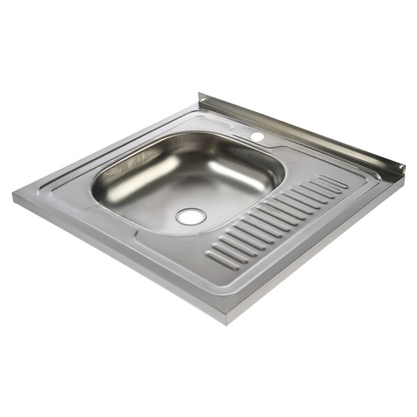 Мойка нерж накладная 60*60 т.0,4 левая (без сифона) Santrek AQUA