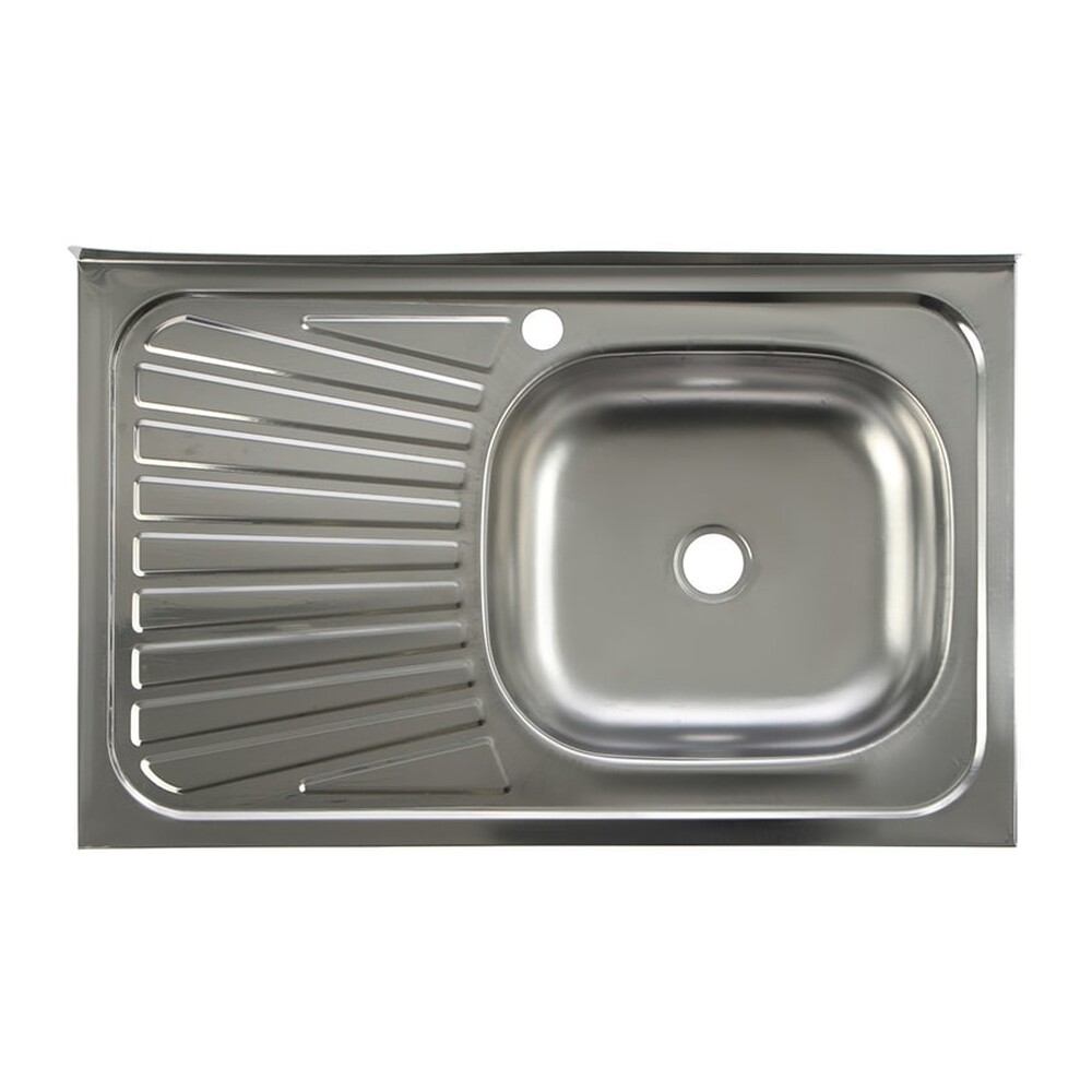 Мойка нерж накладная 50*80 т.0,4 правая (без сифона) Santrek AQUA