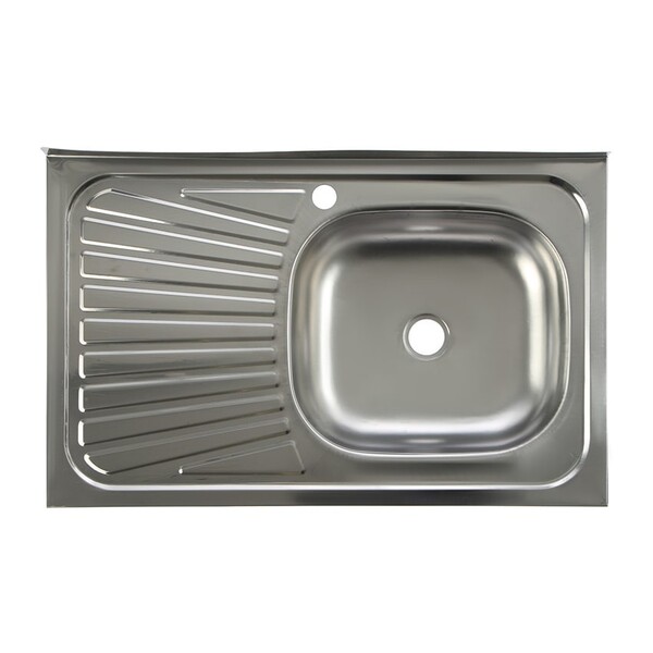 Мойка нерж накладная 50*80 т.0,4 правая (без сифона) Santrek AQUA