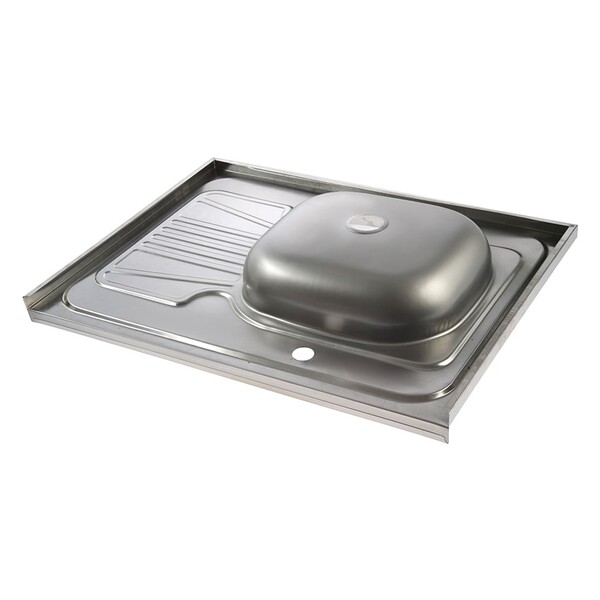 Мойка нерж накладная 60*80 т.0,4 правая (без сифона) Santrek AQUA