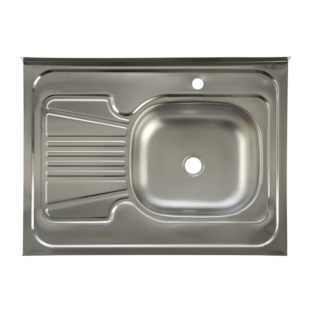 Мойка нерж накладная 60*80 т.0,4 правая (без сифона) Santrek AQUA