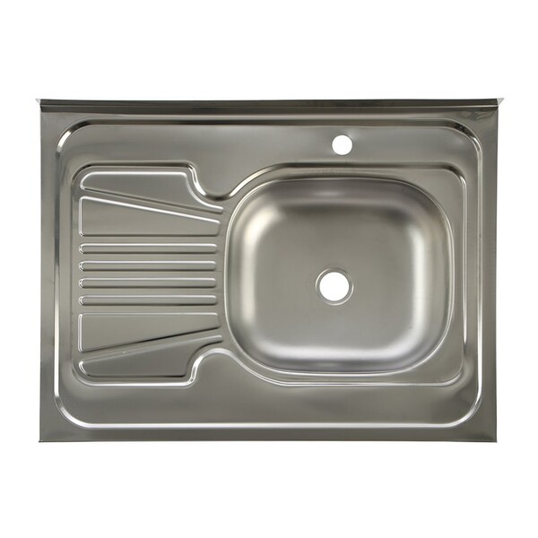 Мойка нерж накладная 60*80 т.0,4 правая (без сифона) Santrek AQUA