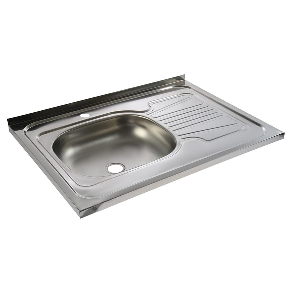 Мойка нерж накладная 60*80 т.0,4 левая (без сифона) Santrek AQUA