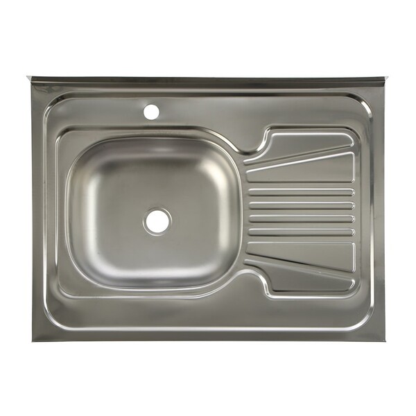 Мойка нерж накладная 60*80 т.0,4 левая (без сифона) Santrek AQUA