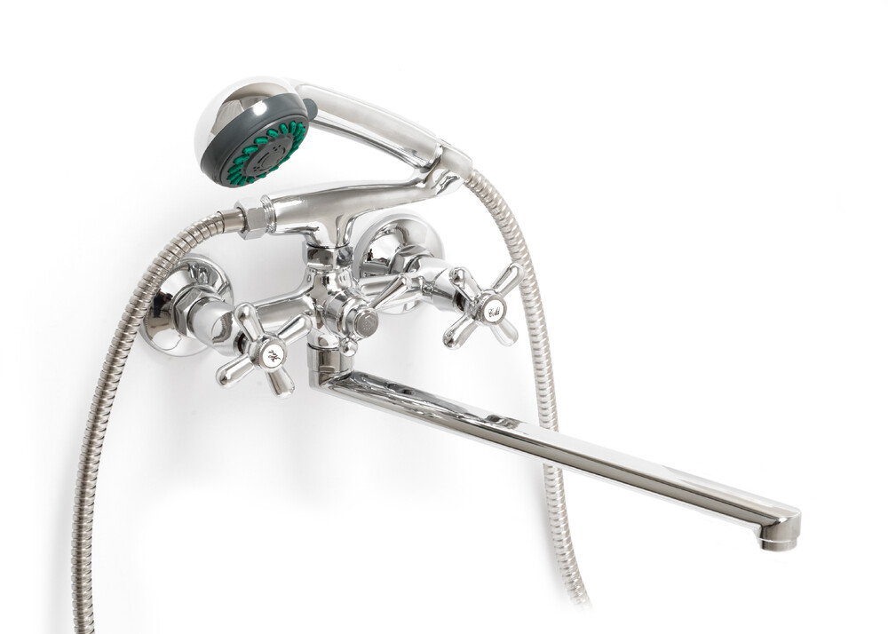 Смеситель Ванна SANTREK AQUA-325  "CLASSIC" 1/2 м/к шар. перекл. Крест SL595 длинный плоск нос 