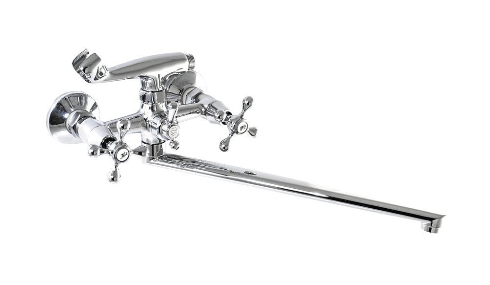 Смеситель Ванна SANTREK AQUA-325  "CLASSIC" 1/2 м/к шар. перекл. Крест SL601 длинный плоск нос 