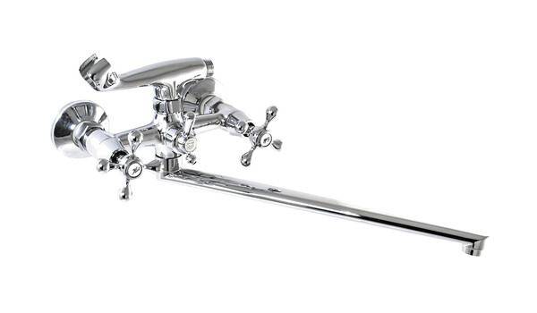 Смеситель Ванна SANTREK AQUA-325  "CLASSIC" 1/2 м/к шар. перекл. Крест SL601 длинный плоск нос 