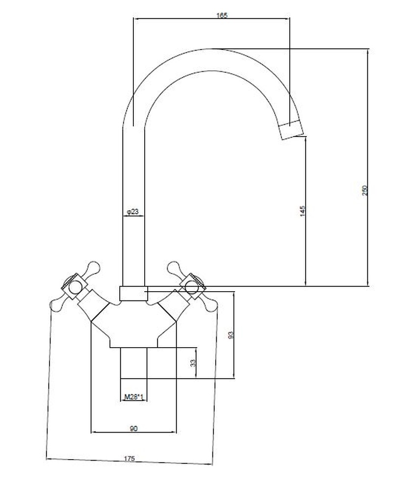 Смеситель Кухня SANTREK AQUA-420  "CLASSIC" LUX 1/2 м/к Крест SL 594 (на гайке)