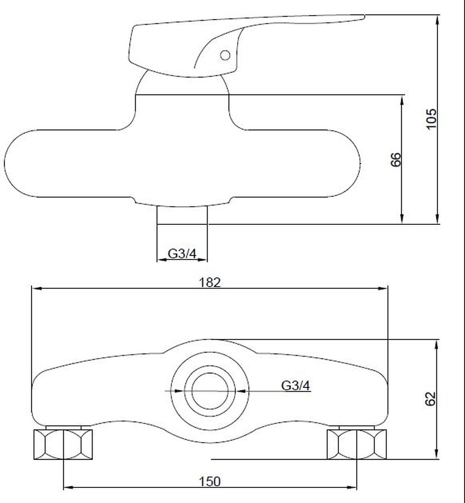 Смеситель Ванна SANTREK AQUA-505  "MODERN" шар. d-40 L-нос, дивертор картридж. перекл SB69 