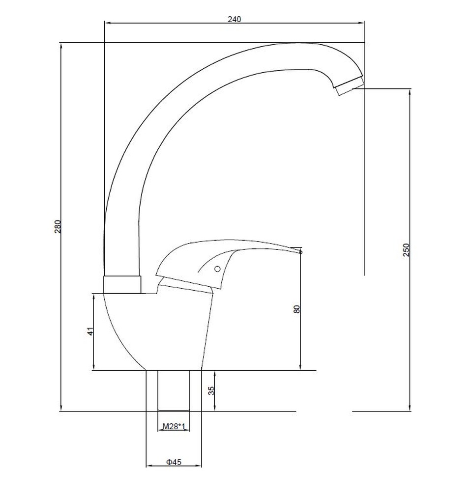 Смеситель Кухня SANTREK AQUA-610  "MODERN" MAXI шар. d-40 на гайке SB47