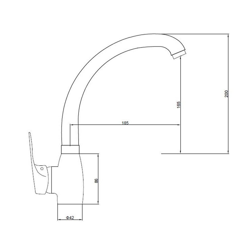 Смеситель Кухня SANTREK AQUA-615  "MODERN" MAXI шар. d-40 SB46/SB80