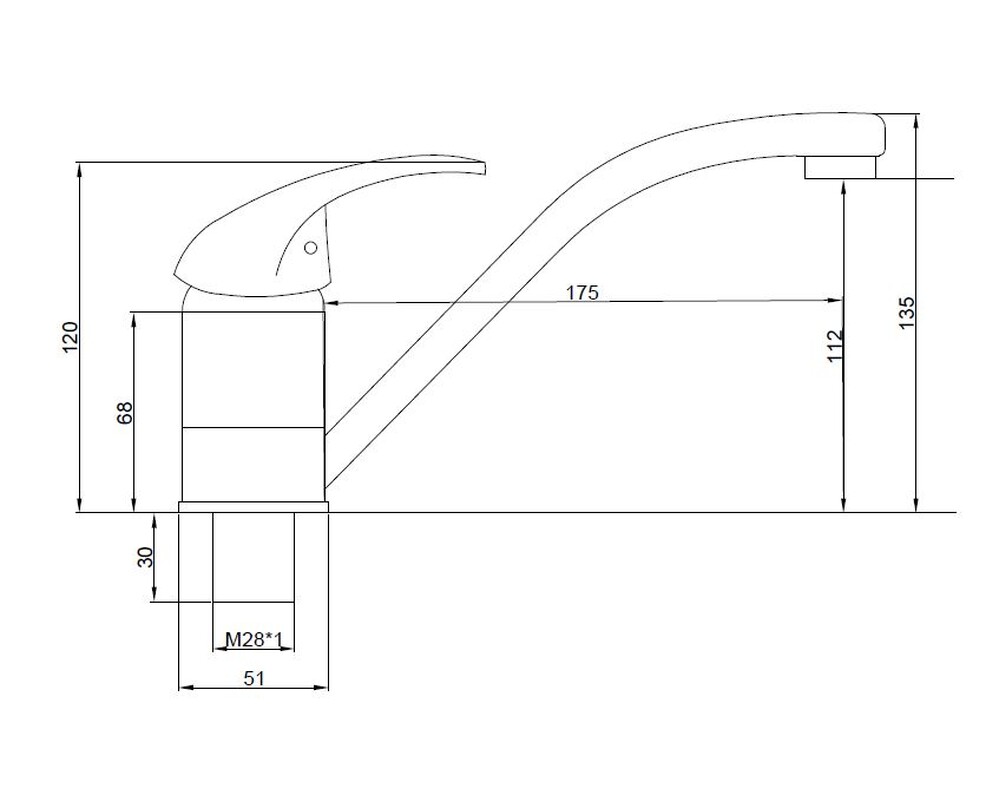 Смеситель Кухня SANTREK AQUA-620  "MODERN" шар. d-40 на гайке SB08 