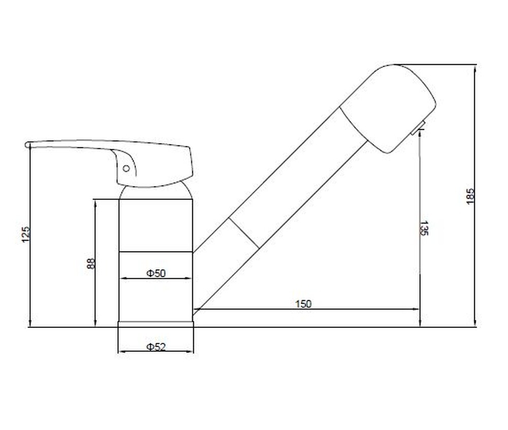 Смеситель Кухня SANTREK AQUA-650  "MODERN" шар. d-40 SB08 с выдвижной лейкой 