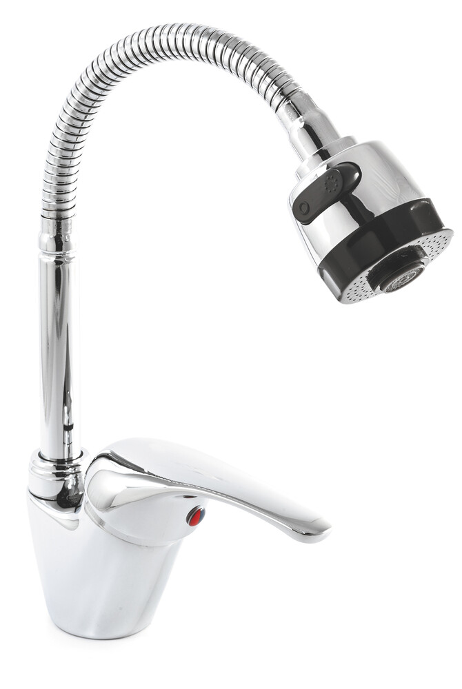 Смеситель Кухня SANTREK AQUA-665  "MODERN" шар.d-40 SB58 гибкий излив (на гайке) 