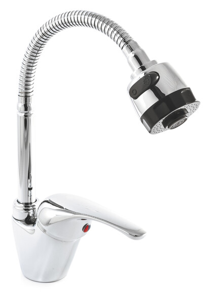 Смеситель Кухня SANTREK AQUA-665  "MODERN" шар.d-40 SB58 гибкий излив (на гайке) 