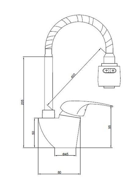 Смеситель Кухня SANTREK AQUA-665  "MODERN" шар.d-40 SB58 гибкий излив (на гайке) 