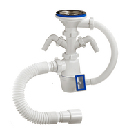 А-40139 Сифон бутыл. ОРИО 3 1/2" х 40 с 2-мя отвод с/м, с переливом, гибкой трубой 40-40/50