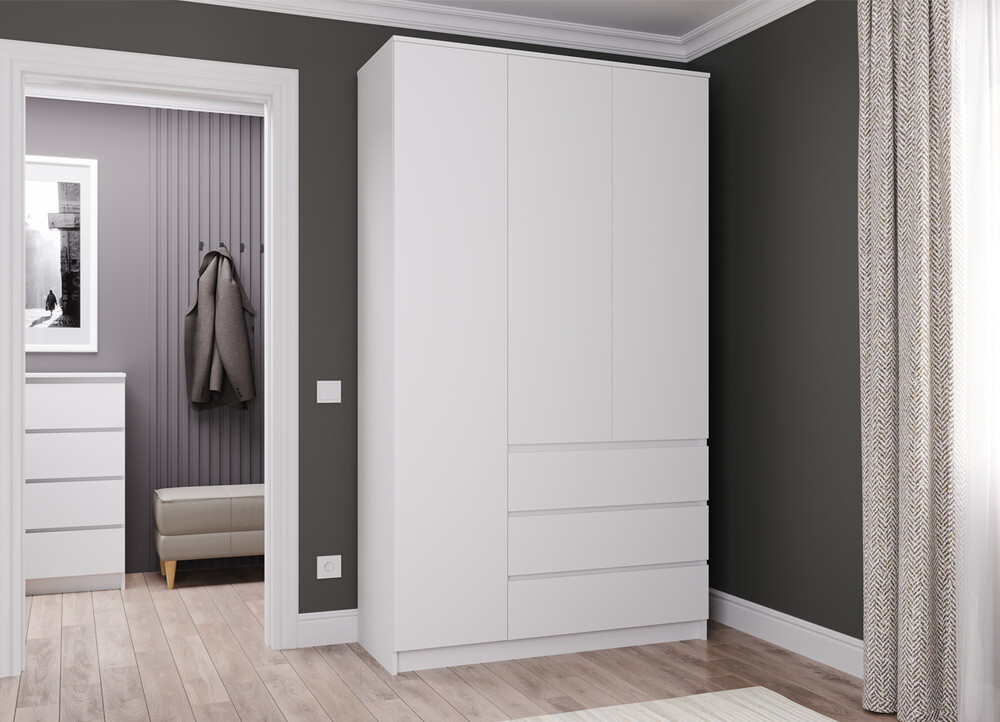 МС Мори Шкаф МШ 1200.1/1200 Белый (3 места)