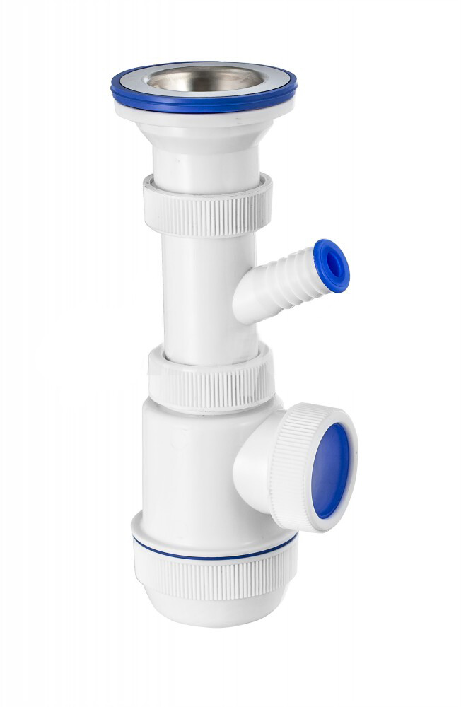 ВП 0674 Сифон "МИНИ Элит" с нерж.чашкой и отводом для СМ