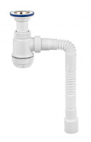 ВП 0676 Сифон "МИНИ Элит" с литым вып., нерж.чашкой и гиб. трубой