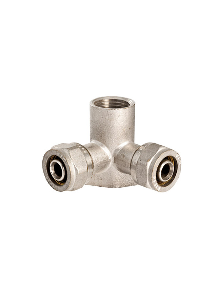 Тройник 16*1/2*16 ц/г/ц VALTEС с креплением угловой (VTm.334)