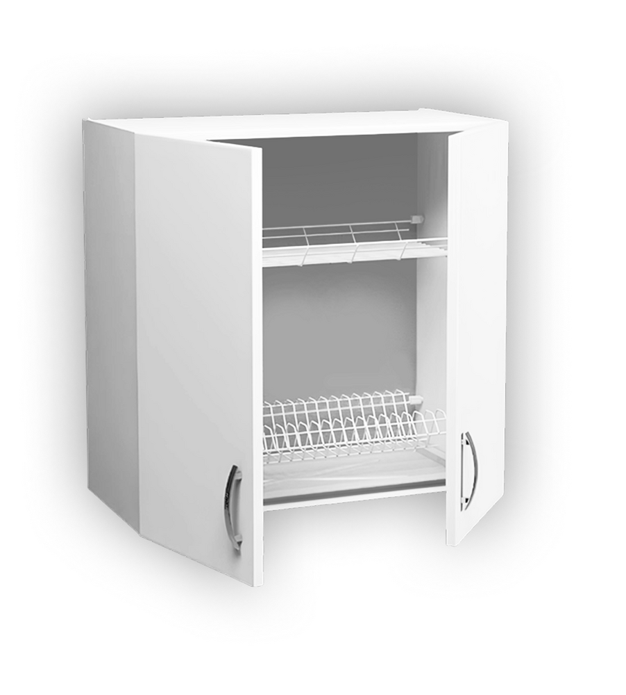 Шкаф для посуды 60 цвет Белый (под сушку) SANTREK HOME (ЛДСП)