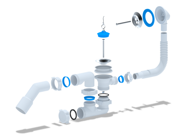 E251 Обвязка д/ванны АНИ Пласт 1 1/2" регул., с перех. трубой 45 40*50