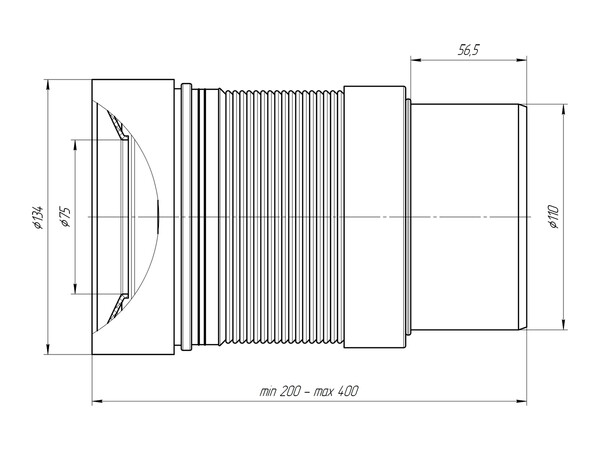 K821 Слив АНИ Пласт для унитаза раздвижной, L200-360мм