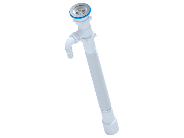 G118 Гофросифон АНИ Пласт 1 1/2"*40/50 удлинённый с отводом для с/м, L648-1488мм