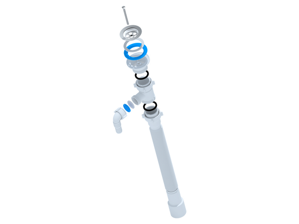 G118 Гофросифон АНИ Пласт 1 1/2"*40/50 удлинённый с отводом для с/м, L648-1488мм