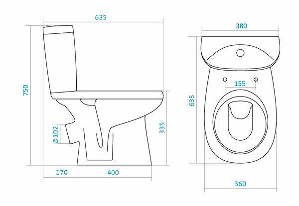 Унитаз-компакт "Анимо" (косой вып., с 2-кн. арм., нижн. подв., сиденье дюро) 1WH302134