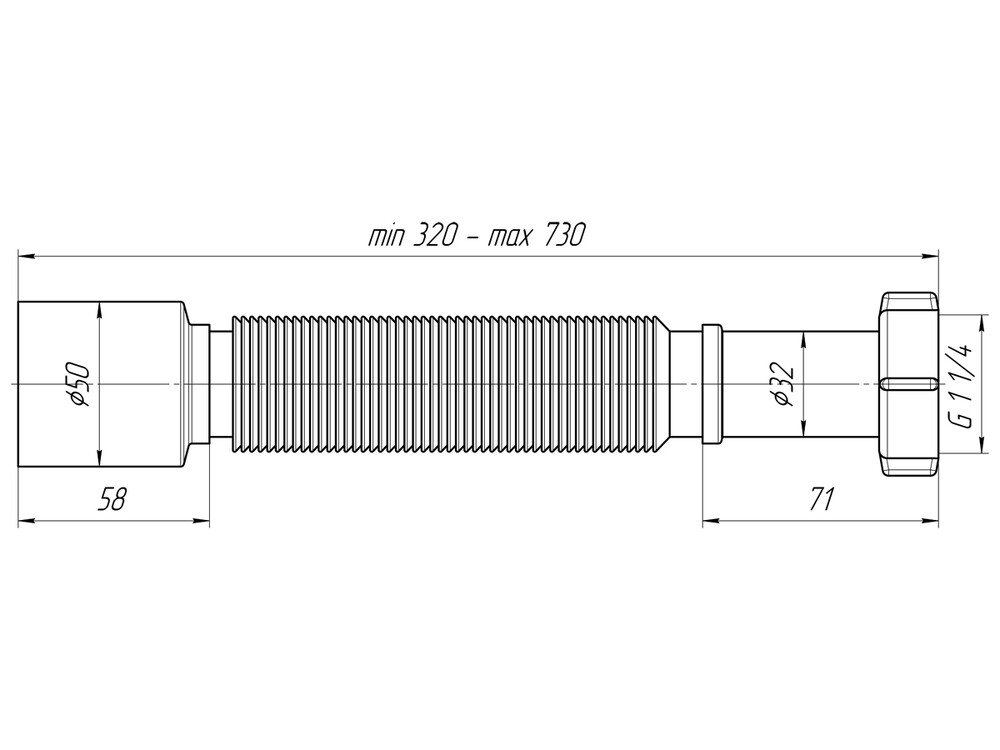 K205 Гофра АНИ Пласт 1 1/4"*50, L320-730мм