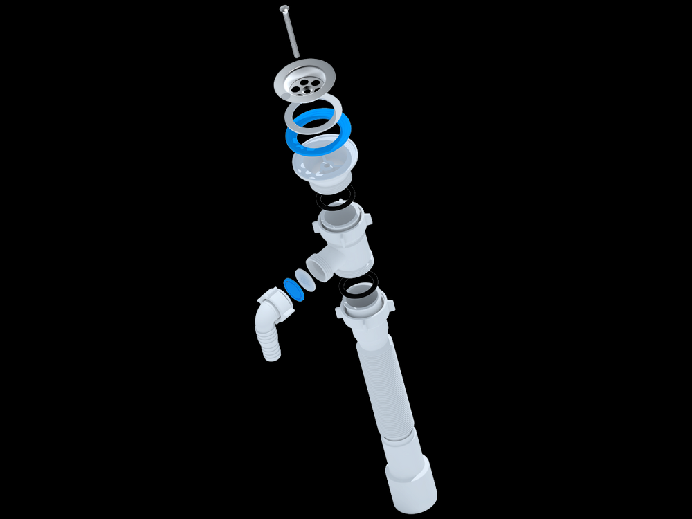 G108 Гофросифон АНИ Пласт 1 1/2"*40/50 с отводом под с/м, L476-886мм