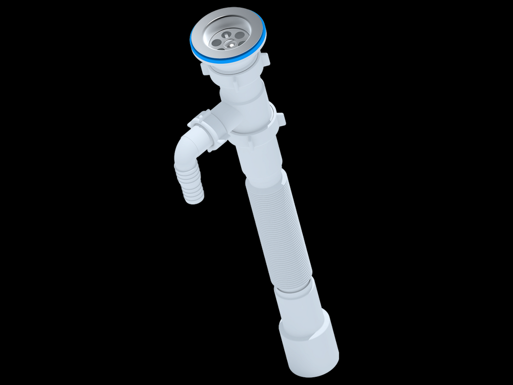 G108 Гофросифон АНИ Пласт 1 1/2"*40/50 с отводом под с/м, L476-886мм