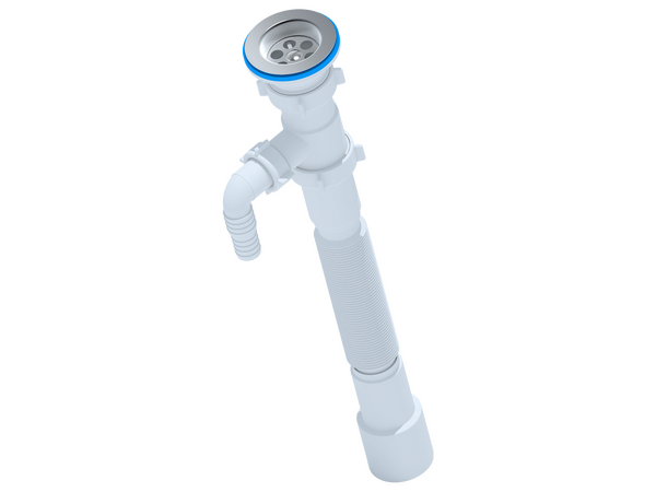 G108 Гофросифон АНИ Пласт 1 1/2"*40/50 с отводом под с/м, L476-886мм