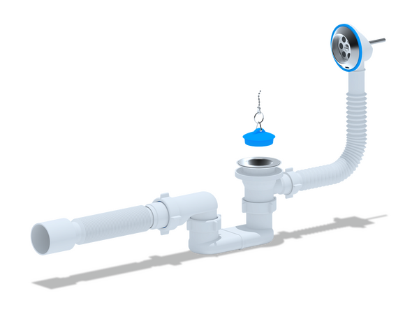 E055 Обвязка д/ванны АНИ Пласт 1 1/2"*40*50 с вып. и перел. плоский с гофрой