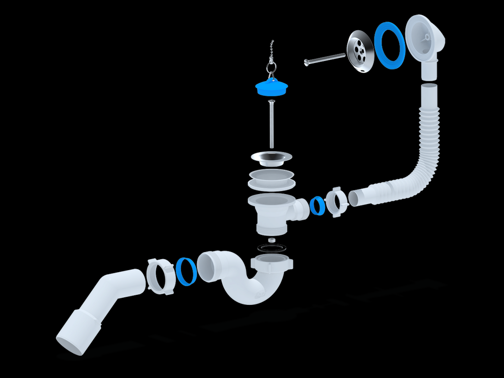 E151 Обвязка д/ванны АНИ Пласт 1 1/2"*40*50 с вып. и перех. трубой