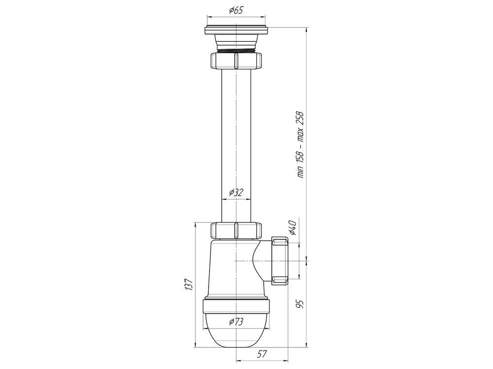 C1000 Сифон АНИ Пласт 1 1/4"*40