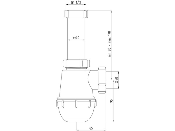 A0120 Сифон АНИ Пласт 1 1/2"*40 Грот без выпуска