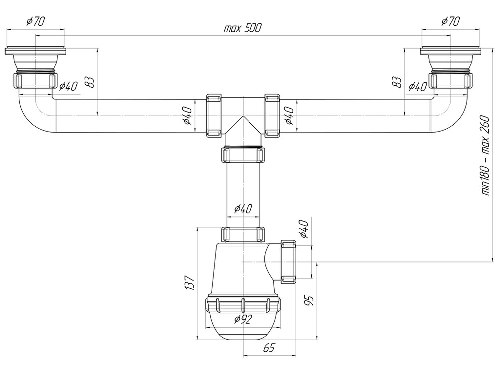 A3000 Сифон АНИ Пласт 1 1/2"*40 Грот двойной