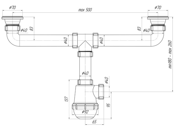A3000 Сифон АНИ Пласт 1 1/2"*40 Грот двойной