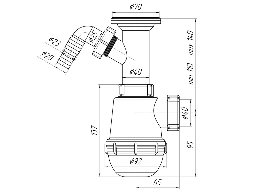A2000 Сифон АНИ Пласт 1 1/2"*40 Грот с носиком